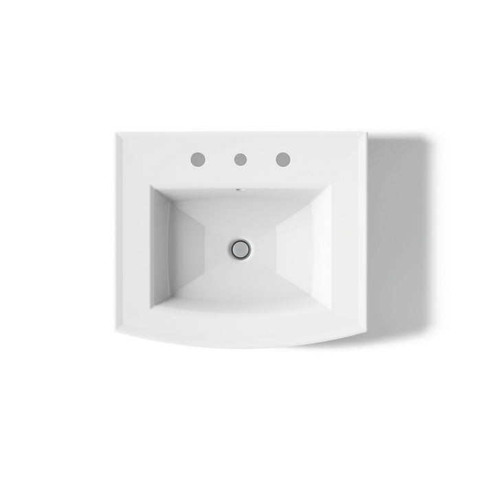 KOHLER K-2358-8 Archer 24" Rectangular Pedestal Bathroom Sink, white - view 3