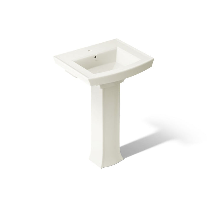 KOHLER K-2359-1 Archer 24" Rectangular Pedestal Bathroom Sink, Biscuit - 3/4 view of product