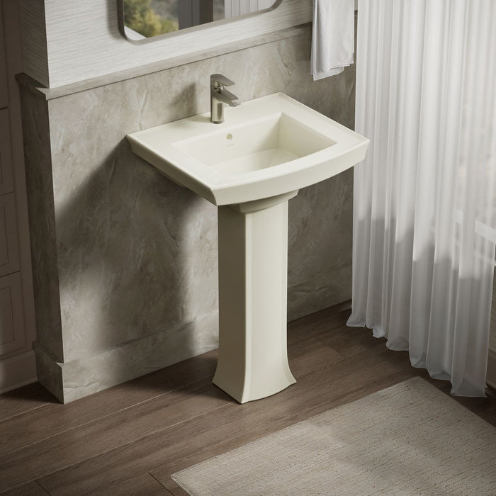 KOHLER K-2359-1 Archer 24" Rectangular Pedestal Bathroom Sink, Biscuit - image focused on single product story
