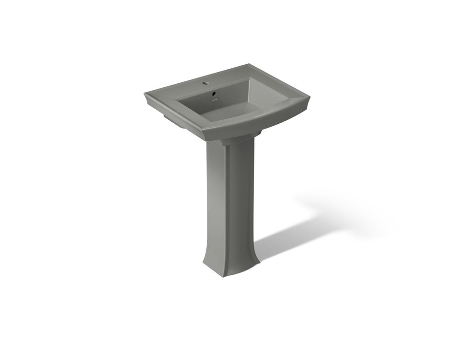 KOHLER K-2359-1 Archer 24" Rectangular Pedestal Bathroom Sink, Thunder Grey - 3/4 view of product