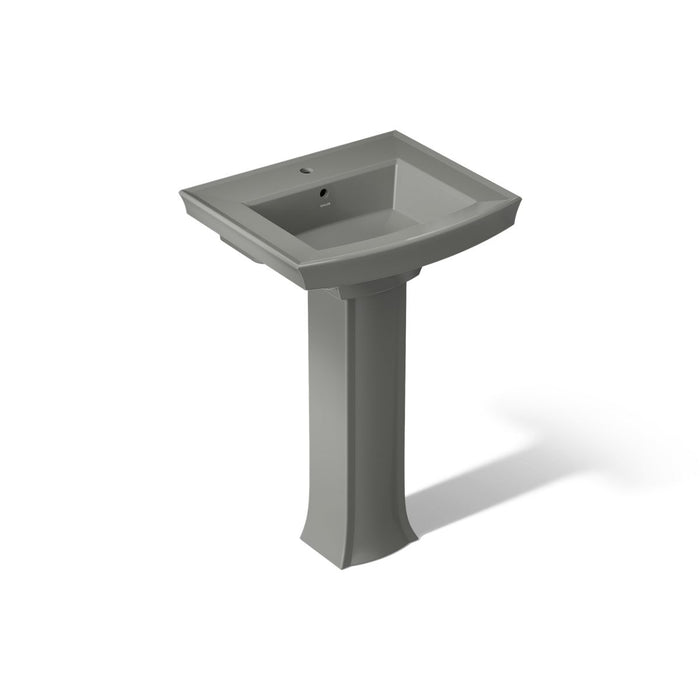 KOHLER K-2359-1 Archer 24" Rectangular Pedestal Bathroom Sink, Thunder Grey - 3/4 view of product