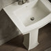 KOHLER K-2359-4 Archer 24" Rectangular Pedestal Bathroom Sink, Biscuit - Shows close up detail of product in room