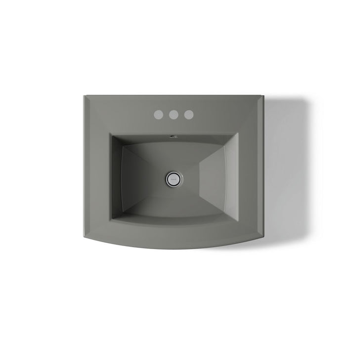 KOHLER K-2359-4 Archer 24" Rectangular Pedestal Bathroom Sink, Thunder Grey - top view of product