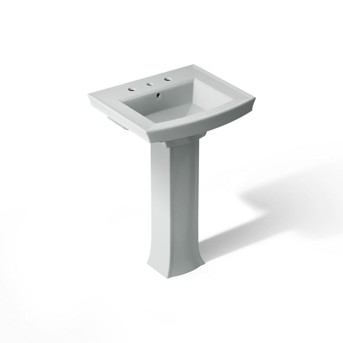 KOHLER K-2359-8 Archer 24" Rectangular Pedestal Bathroom Sink, Ice Grey - 3/4 view of product