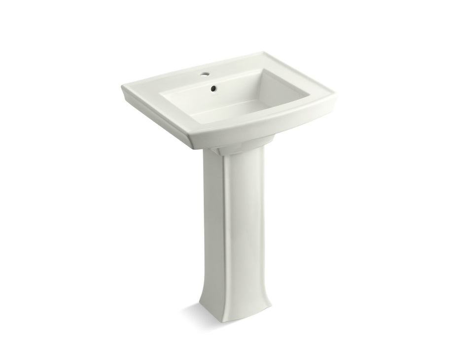 KOHLER K-2359-1 Archer Pedestal Bathroom Sink with Single Faucet Hole, dune