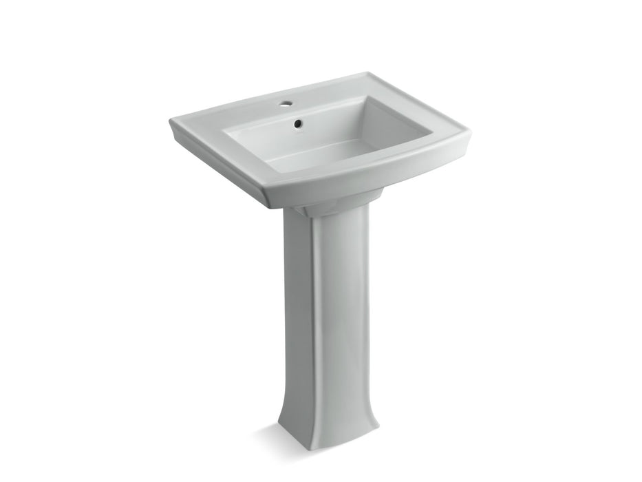 KOHLER K-2359-1 Archer Pedestal Bathroom Sink with Single Faucet Hole, ice grey