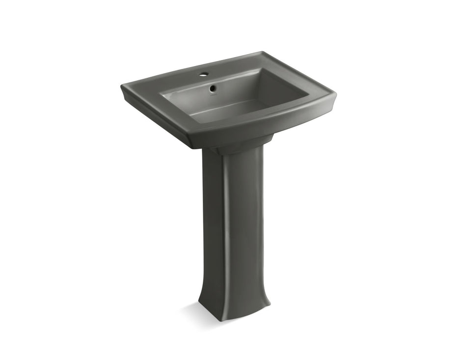 KOHLER K-2359-1 Archer Pedestal Bathroom Sink with Single Faucet Hole, thunder grey