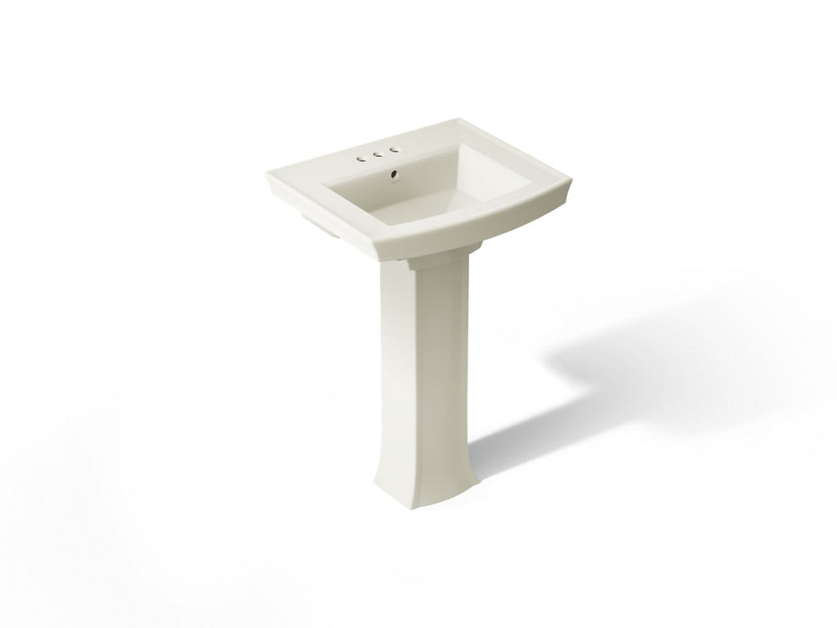 KOHLER K-2359-4 Archer Pedestal Bathroom Sink with 4" Centerset Faucet Holes, biscuit