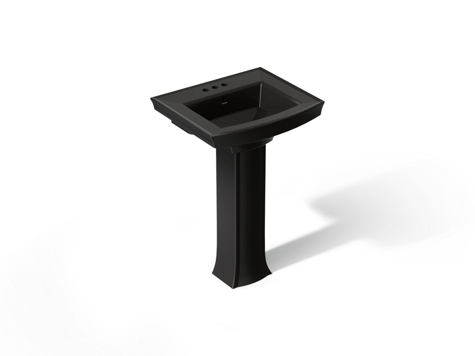 KOHLER K-2359-4 Archer Pedestal Bathroom Sink with 4" Centerset Faucet Holes, black black