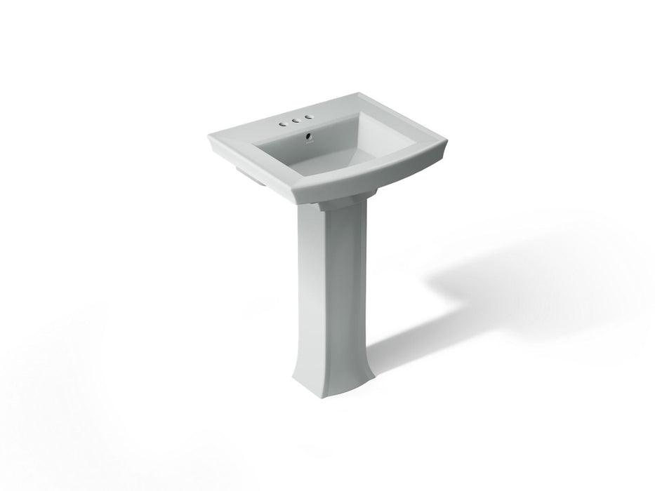 KOHLER K-2359-4 Archer Pedestal Bathroom Sink with 4" Centerset Faucet Holes, ice grey