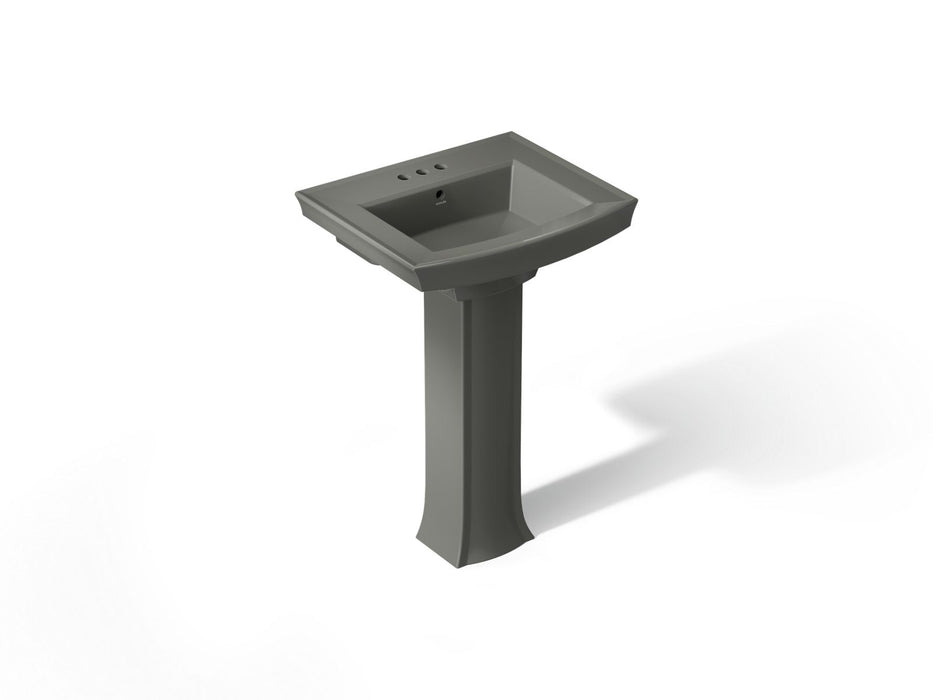 KOHLER K-2359-4 Archer Pedestal Bathroom Sink with 4" Centerset Faucet Holes, thunder grey