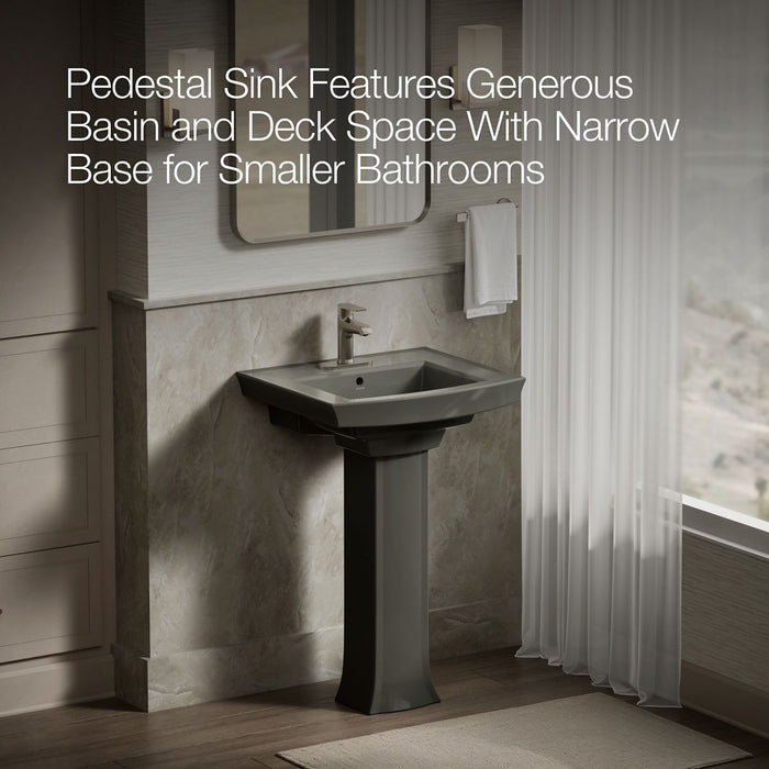 KOHLER K-2359-4 Archer Pedestal Bathroom Sink with 4" Centerset Faucet Holes