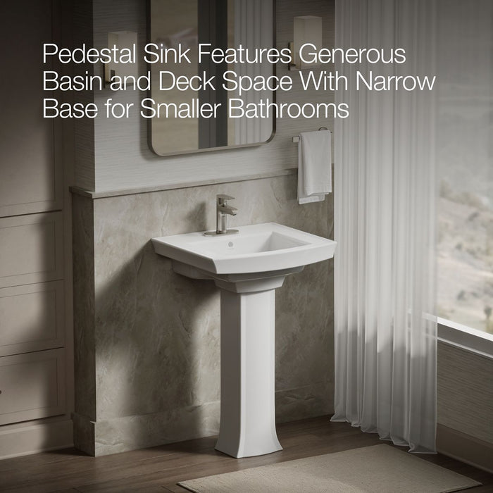 KOHLER K-2359-4 Archer Pedestal Bathroom Sink with 4" Centerset Faucet Holes
