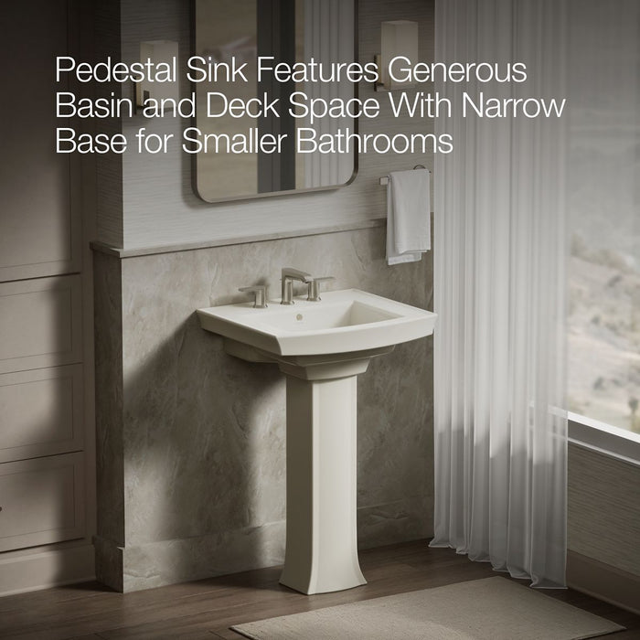 KOHLER 2359-8 Archer Pedestal bathroom sink with 8" widespread faucet holes