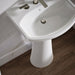 KOHLER K-2362-8 Cimarron 22-3/4" Rectangular Pedestal Bathroom Sink, White - Shows close up detail of product in room