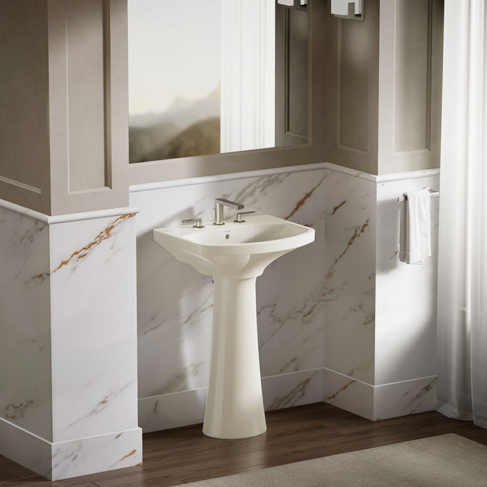 KOHLER K-2363-8 Cimarron 22-3/4" Rectangular Pedestal Bathroom Sink, biscuit - view 4