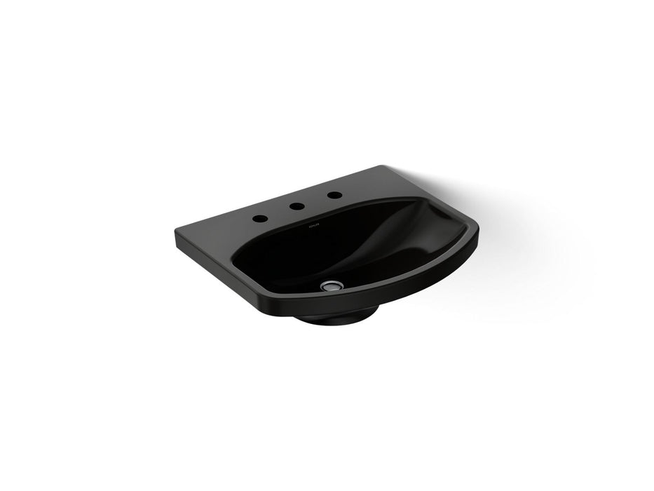 KOHLER K-2363-8 Cimarron 22-3/4" Rectangular Pedestal Bathroom Sink, black black