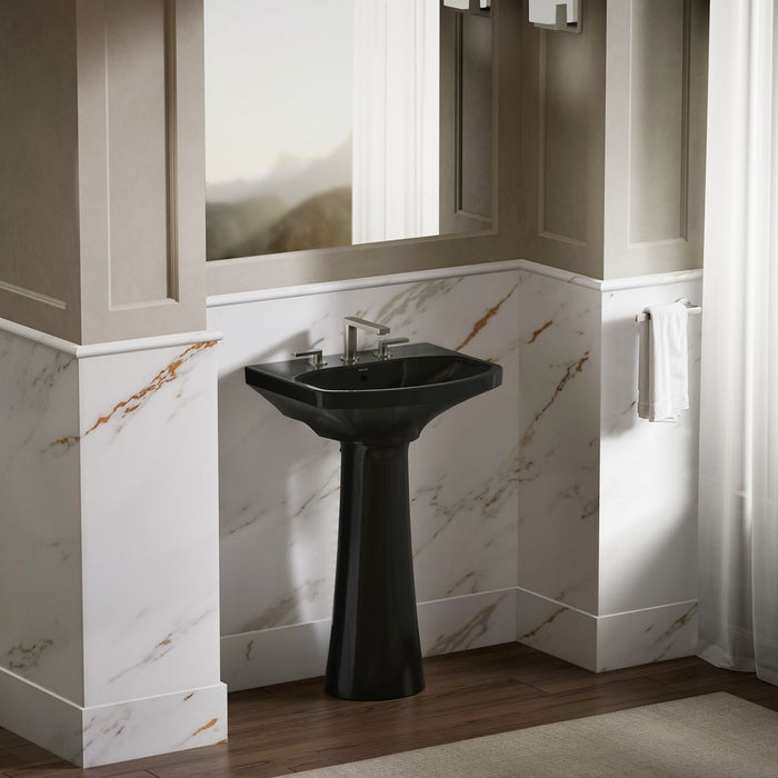 KOHLER K-2363-8 Cimarron 22-3/4" Rectangular Pedestal Bathroom Sink, black black - view 4