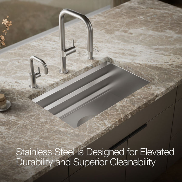 KOHLER K-23651 Prolific 29" undermount single-bowl workstation kitchen sink, stainless steel - view 4
