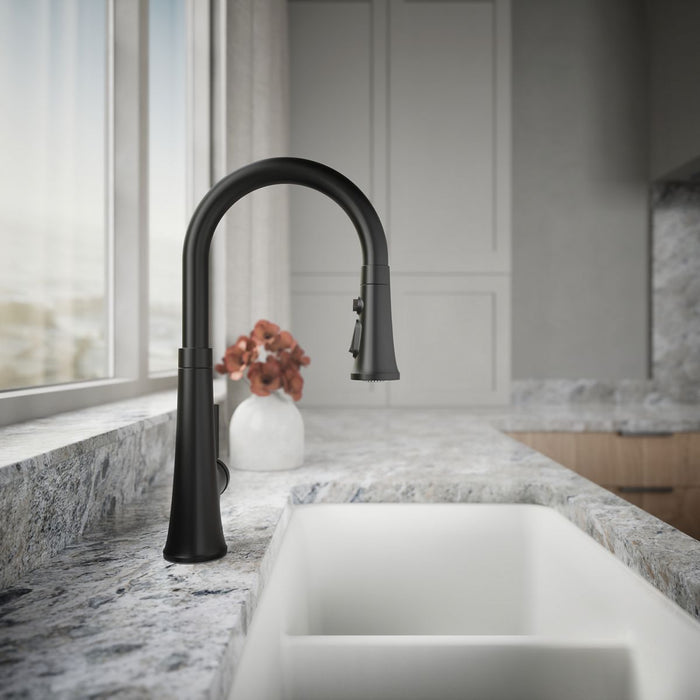 KOHLER K-23764 Tone Pull-down kitchen sink faucet with three-function sprayhead, matte black - view 2