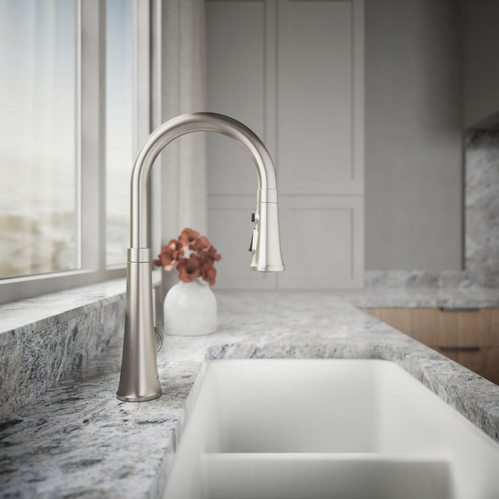 KOHLER K-23764 Tone Pull-down kitchen sink faucet with three-function sprayhead, vibrant stainless - view 2