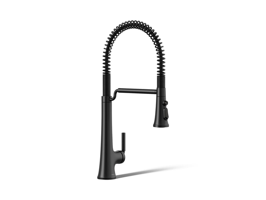 KOHLER K-23765 Tone Semi-professional pull-down kitchen sink faucet with three-function sprayhead, matte black