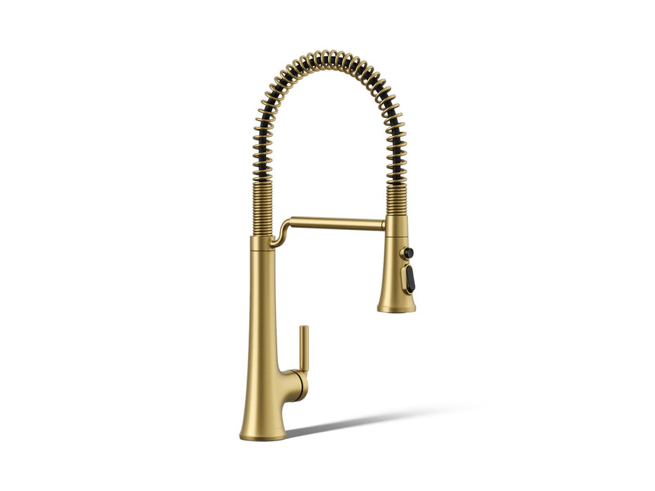 KOHLER K-23765 Tone Semi-professional pull-down kitchen sink faucet with three-function sprayhead, vibrant brushed...