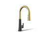 KOHLER K-23766 Tone Touchless pull-down kitchen sink faucet with three-function sprayhead, matte black with brushed...