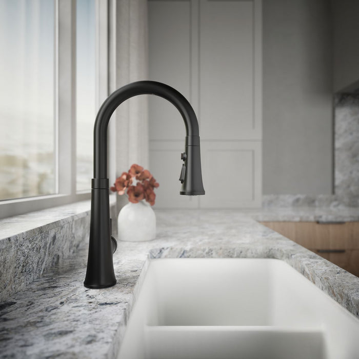 KOHLER K-23766 Tone Touchless pull-down kitchen sink faucet with three-function sprayhead, matte black - view 2