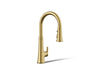 KOHLER K-23766 Tone Touchless pull-down kitchen sink faucet with three-function sprayhead, vibrant brushed moderne brass