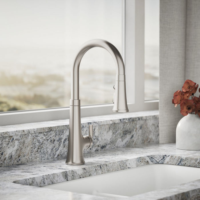 KOHLER K-23766 Tone Touchless pull-down kitchen sink faucet with three-function sprayhead, vibrant stainless - view 2