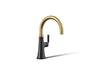 KOHLER K-23767 Tone Single-handle bar sink faucet, matte black with brushed moderne brass