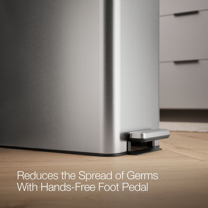KOHLER K-23826 13-gallon stainless steel slim step trash can with bifold lid - view 4