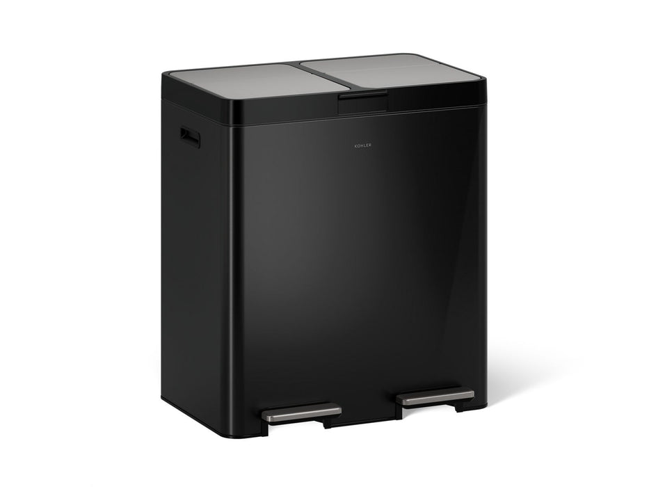 KOHLER K-23828 82-liter stainless steel dual-bin step trash can, black stainless