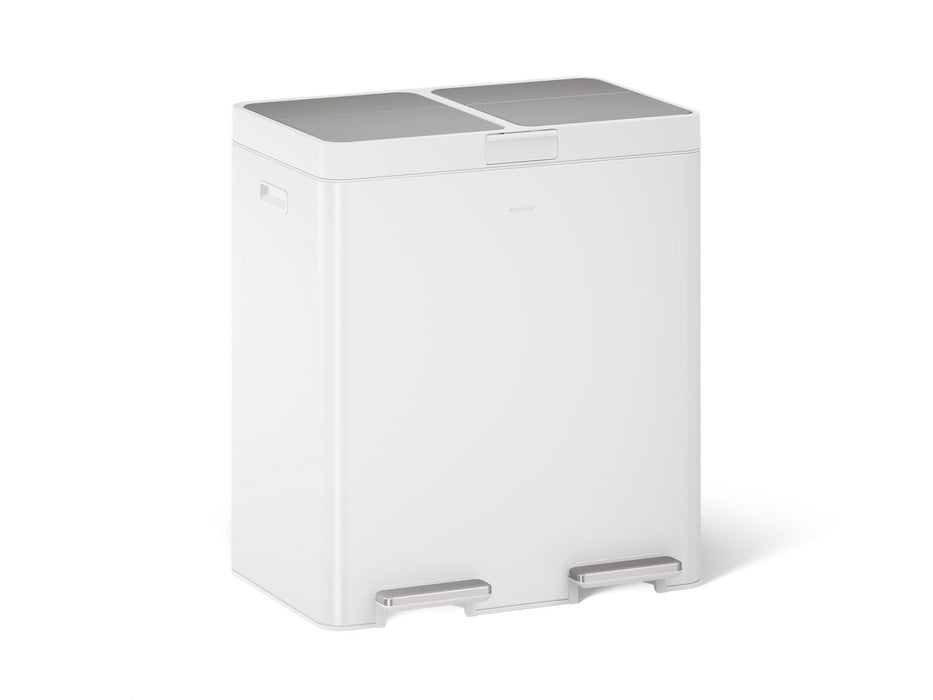 KOHLER K-23828 82-liter stainless steel dual-bin step trash can, stainless steel white