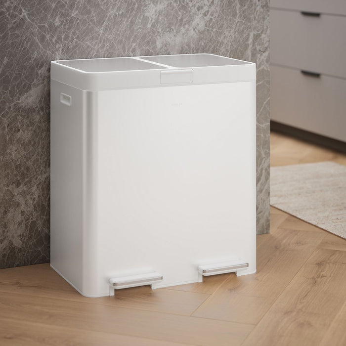 KOHLER K-23828 82-liter stainless steel dual-bin step trash can, stainless steel white - view 2