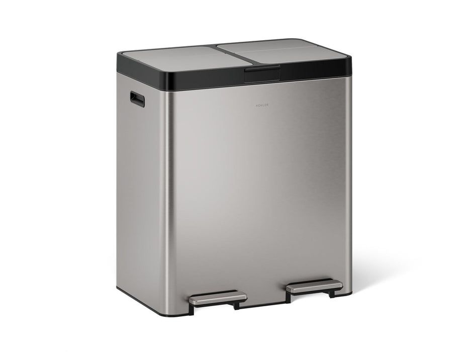 KOHLER K-23828 82-liter stainless steel dual-bin step trash can
