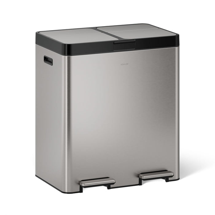 KOHLER K-23828 82-liter stainless steel dual-bin step trash can - view 3