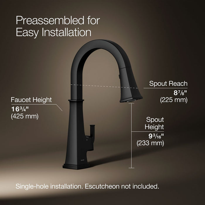 KOHLER K-23832 Riff Touchless pull-down kitchen sink faucet with three-function sprayhead