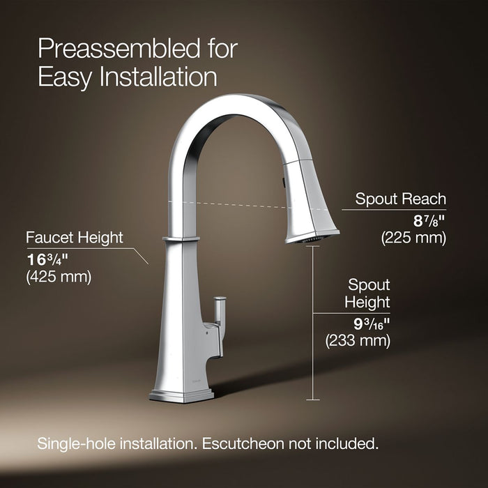 KOHLER K-23832 Riff Touchless pull-down kitchen sink faucet with three-function sprayhead