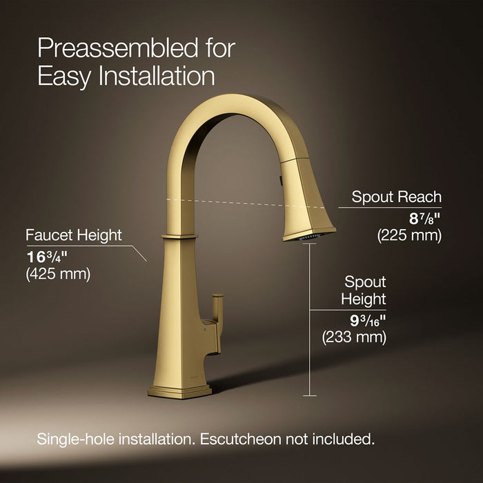KOHLER K-23832 Riff Touchless pull-down kitchen sink faucet with three-function sprayhead