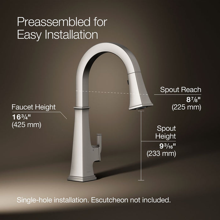 KOHLER K-23832 Riff Touchless pull-down kitchen sink faucet with three-function sprayhead