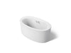 KOHLER K-24001-W1 Sunstruck 60" x 34" freestanding bath with Bask heated surface and straight shroud, white