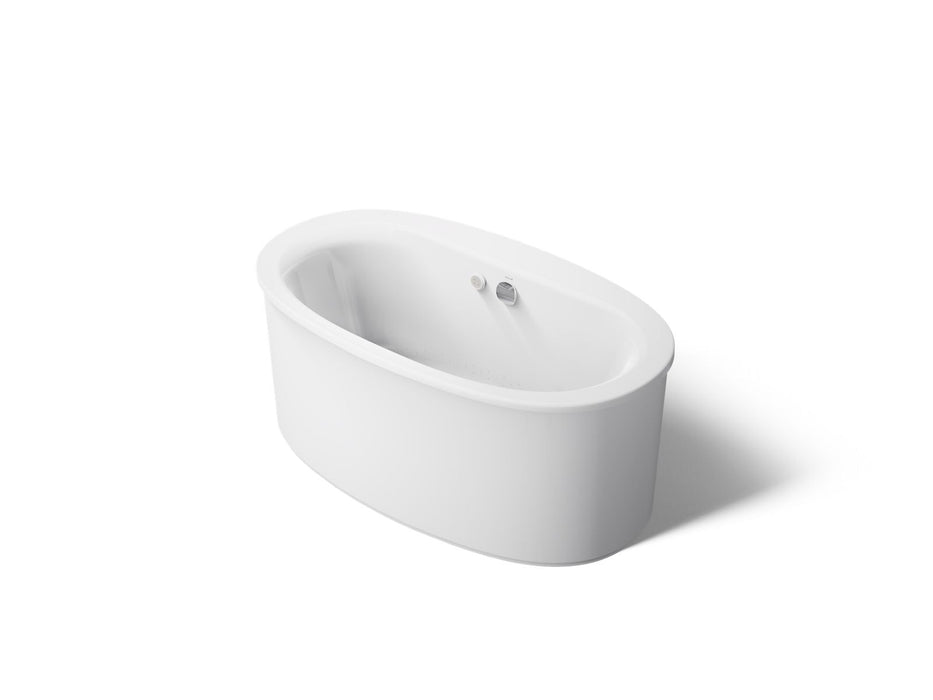 KOHLER K-24008-GH Sunstruck 60-1/2" x 34-1/2" freestanding Heated BubbleMassage air bath with straight shroud, white