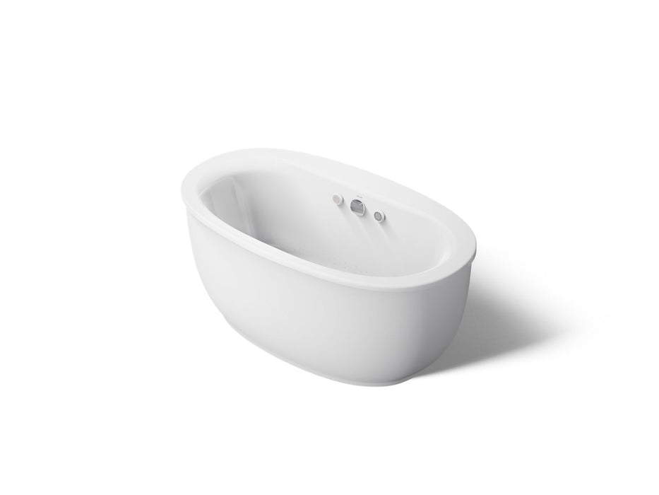 KOHLER K-24009-GHW Sunstruck 60-1/2" x 34-1/2" freestanding Heated BubbleMassage air bath with Bask heated surface and...