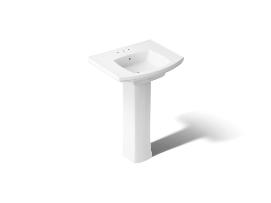 KOHLER K-24050-4 Kelston Pedestal bathroom sink with 4" centerset faucet holes, white