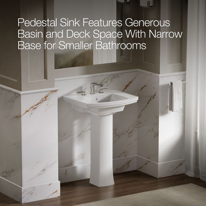 KOHLER K-24050-8 Kelston Pedestal bathroom sink with 8" centerset faucet holes, white - view 3