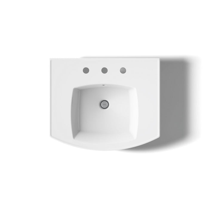 KOHLER K-24050-8 Kelston Pedestal bathroom sink with 8" centerset faucet holes, white - view 4