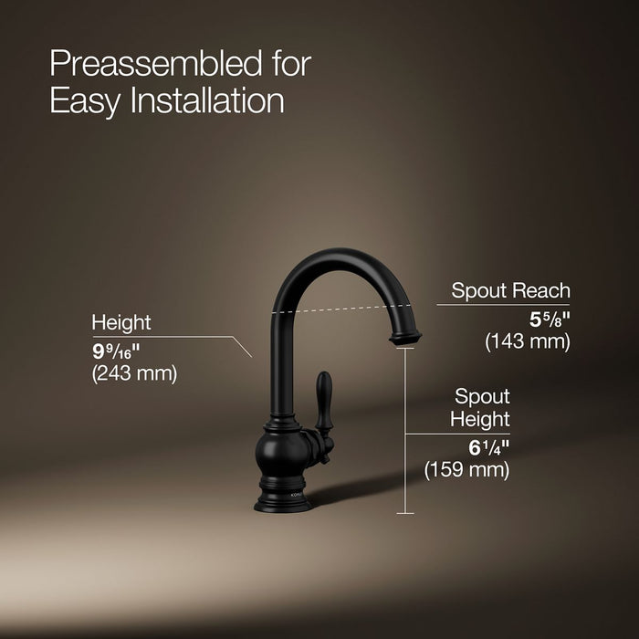 KOHLER K-24074 Artifacts Beverage faucet, matte black - view 4