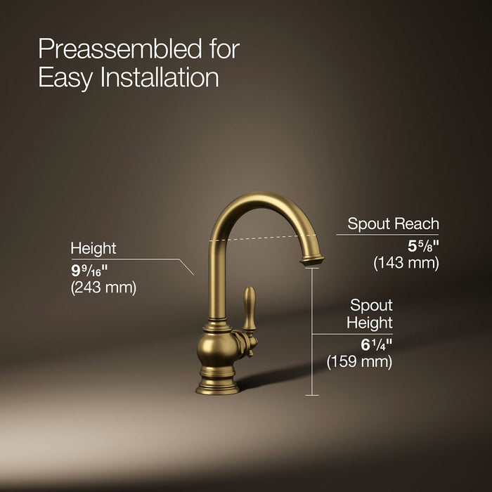KOHLER K-24074 Artifacts Beverage faucet, vibrant brushed moderne brass - view 4